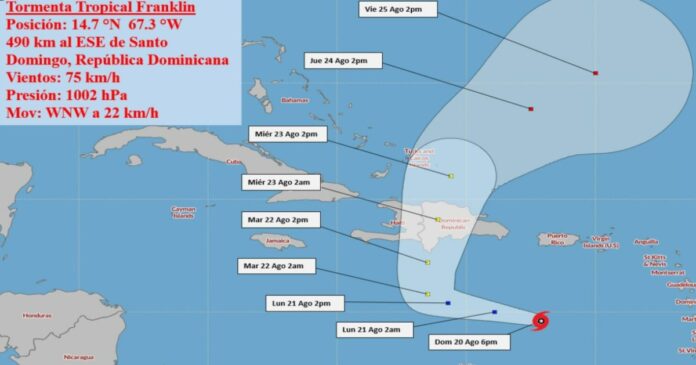 Tormenta tropical Franklin se forma en el Caribe oriental