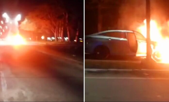 Se incendia auto de turismo en importante avenida de La Habana