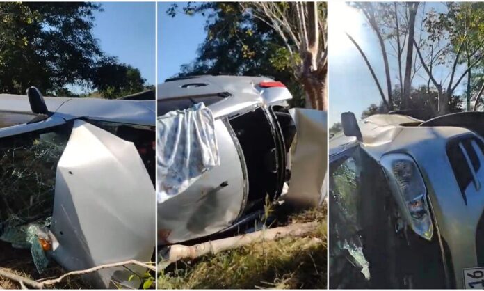 Así fue el accidente en la Carretera Central que dejó destrosado un auto de turismo