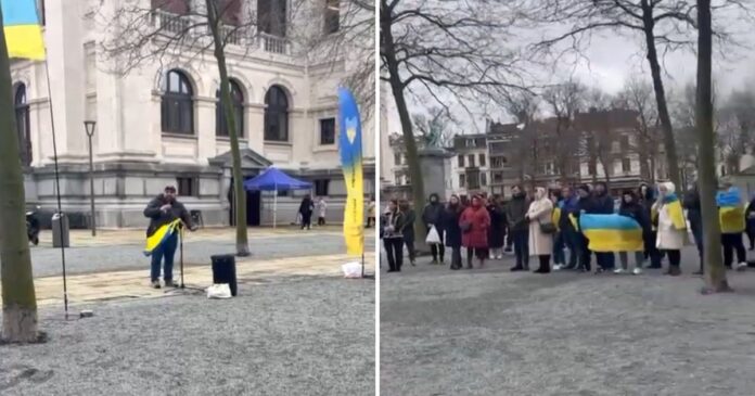 Activistas ucranianos protestan en Bélgica por mercenarios cubanos en la guerra