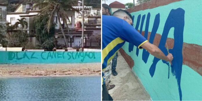 Realizan acto de repudio en muro donde apareció cartel antigubernamental en Matanzas