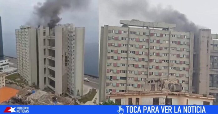 Reportan ahora mismo incendio en gran edificio del Vedado, La Habana (videos)