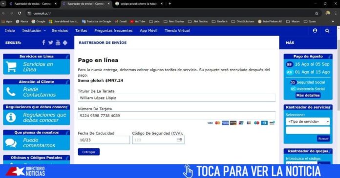 Atención clientes de Correos de Cuba: sitio web falso suplanta identidad para estafar