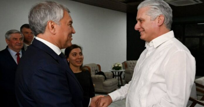 Miguel Díaz-Canel se reúne con el presidente de la Duma Estatal rusa