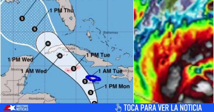 Aviso 1 del Centro Nacional de Huracanes: Será huracán antes de llegar a Cuba. Cono de trayectoria desde Matanzas hasta Pinar del Río