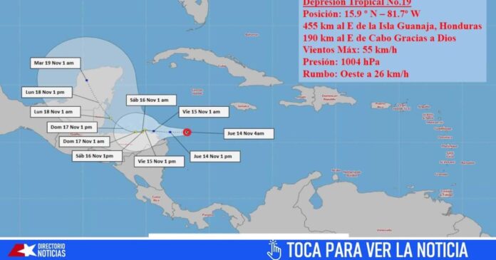 Aviso de ciclón tropical del Insmet sobre depresión tropical al sur de Cuba