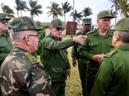 Díaz-Canel Starts His Day in Olive Green Uniform, among Generals, at a Shooting Range…