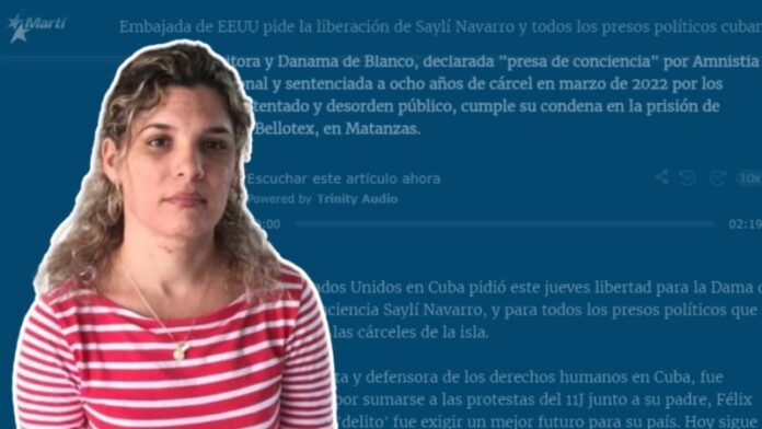 Embajada de EEUU pide la liberación de Saylí Navarro y todos los presos políticos cubanos